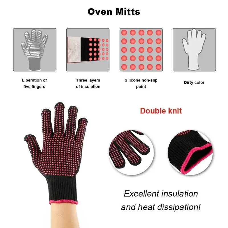 1 Pair Non-Slip Silicone BBQ G - Oven Mitt Silicone reseña y precio