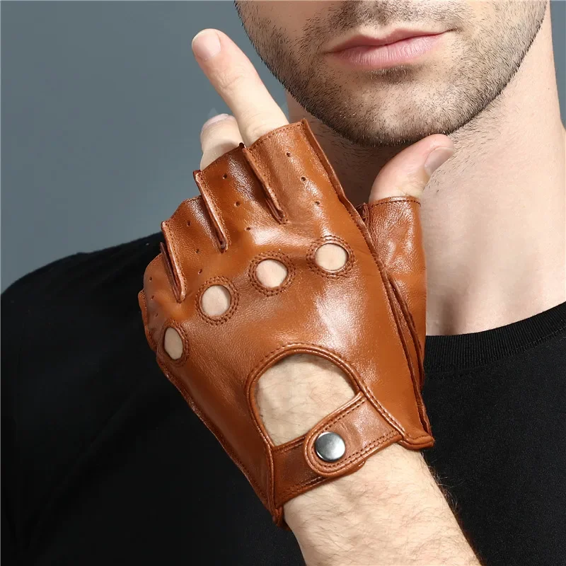 Men Vintage Leather Fingerless - Leather Driving Glove reseña y precio