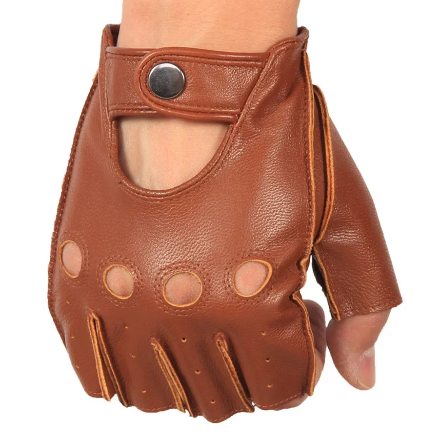 Men Vintage Leather Fingerless - Leather Driving Glove reseña y precio