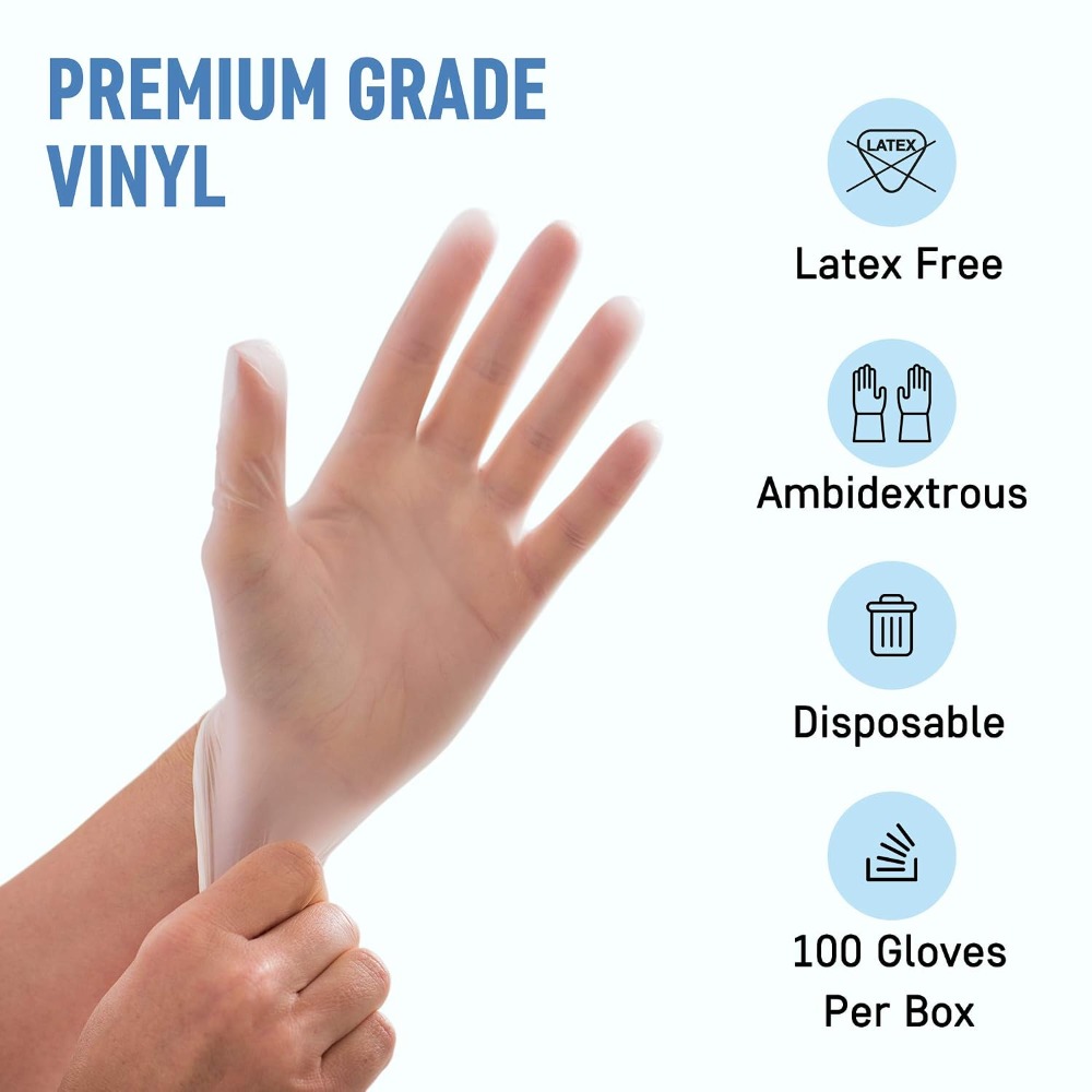 Large Vinyl Exam Gloves, 100 P - Exam Glove Nitrile reseña y precio