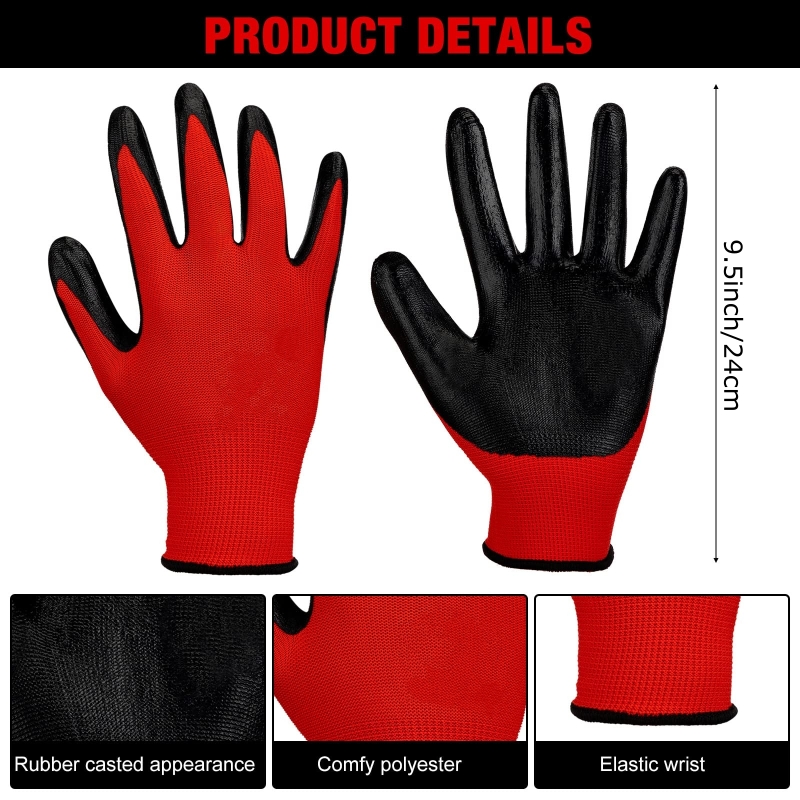 4/20PCS Nitrile Coated Safety  - Nitrile Mechanic Glove reseña y precio