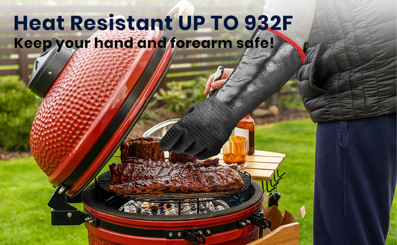 BBQ Gloves 18IN 932℉ Heat Resi - Rubber Glove Cleaning reseña y precio