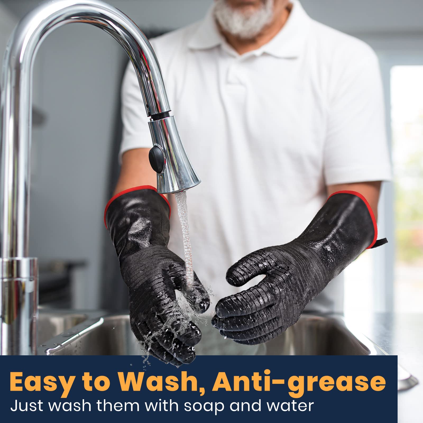 BBQ Gloves 18IN 932℉ Heat Resi - Rubber Glove Cleaning reseña y precio