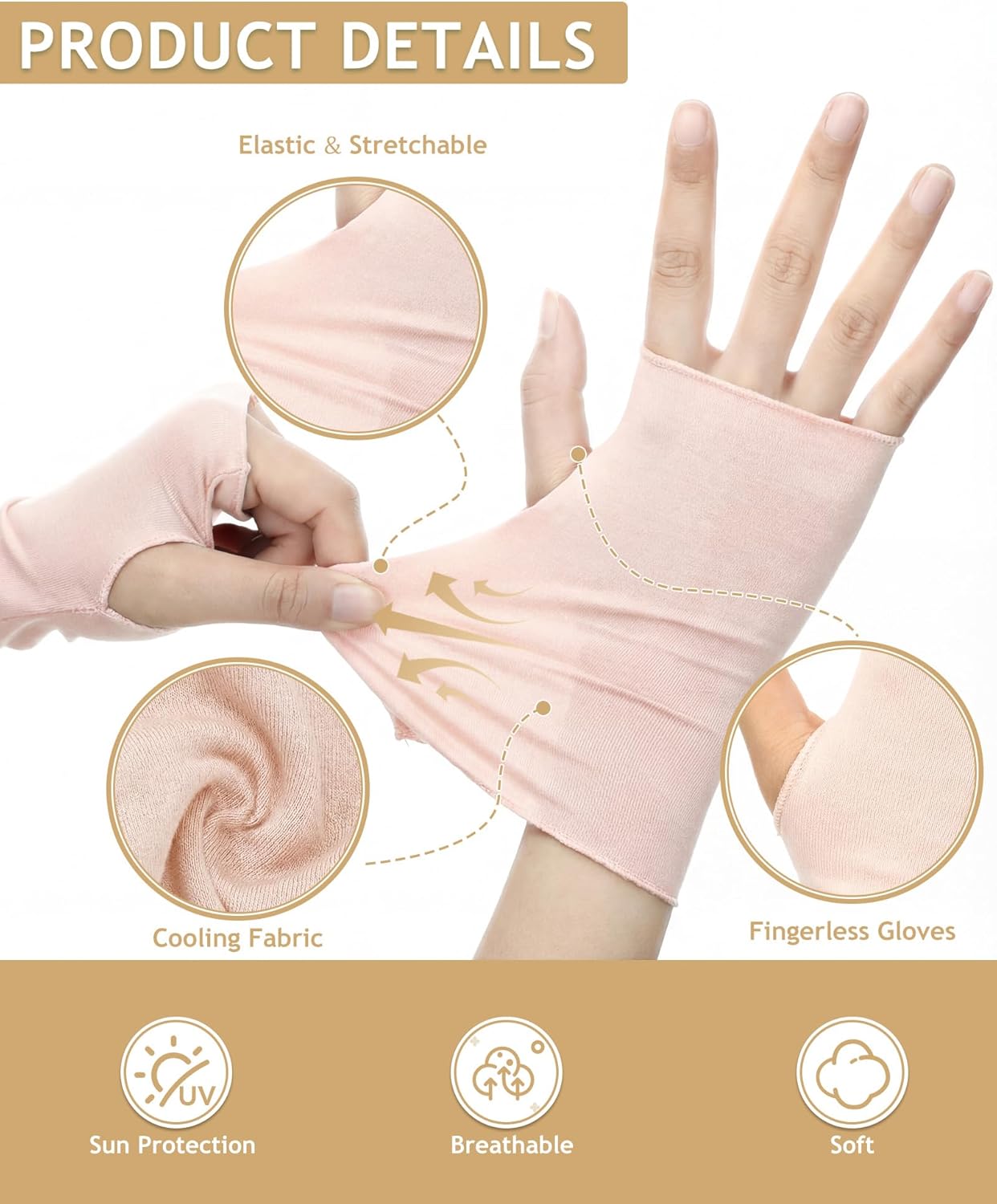 1 pair of sun protection glove - Fingerless Glove Knit reseña y precio