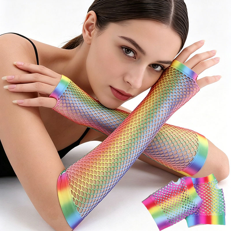 1 Pair Women Long Fishnet Net  - Fingerless Glove Knit reseña y precio