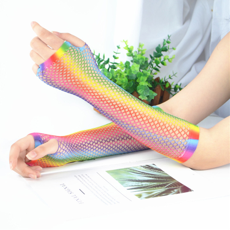 1 Pair Women Long Fishnet Net  - Fingerless Glove Knit reseña y precio