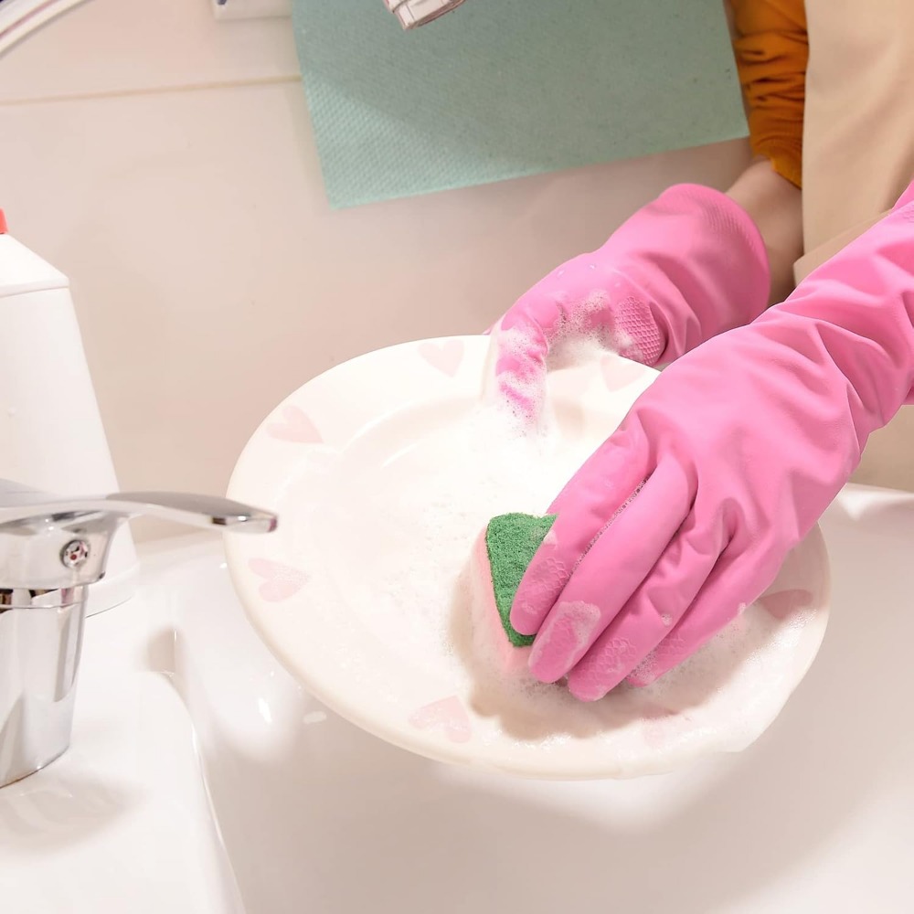 4-Pack Rubber Dishwashing Glov - Rubber Glove Cleaning reseña y precio