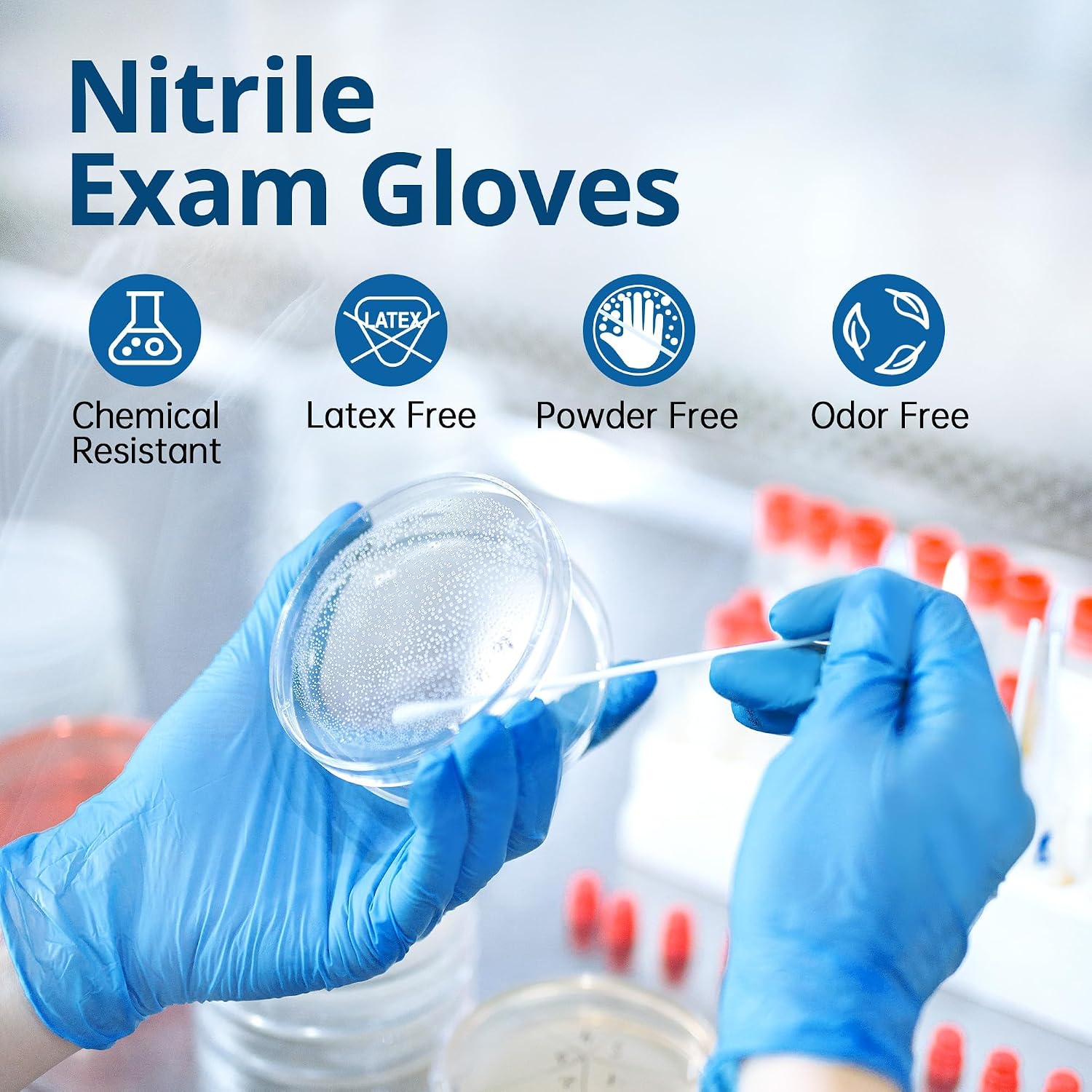 Blue Nitrile Exam Gloves with  - Exam Glove Nitrile reseña y precio